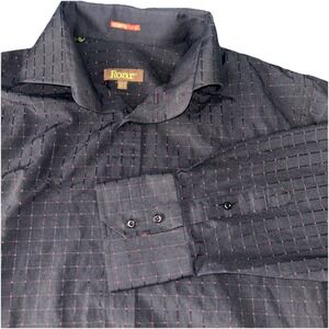 Roar Men's XL Button Up Long Sleeve, Black W/red Dots